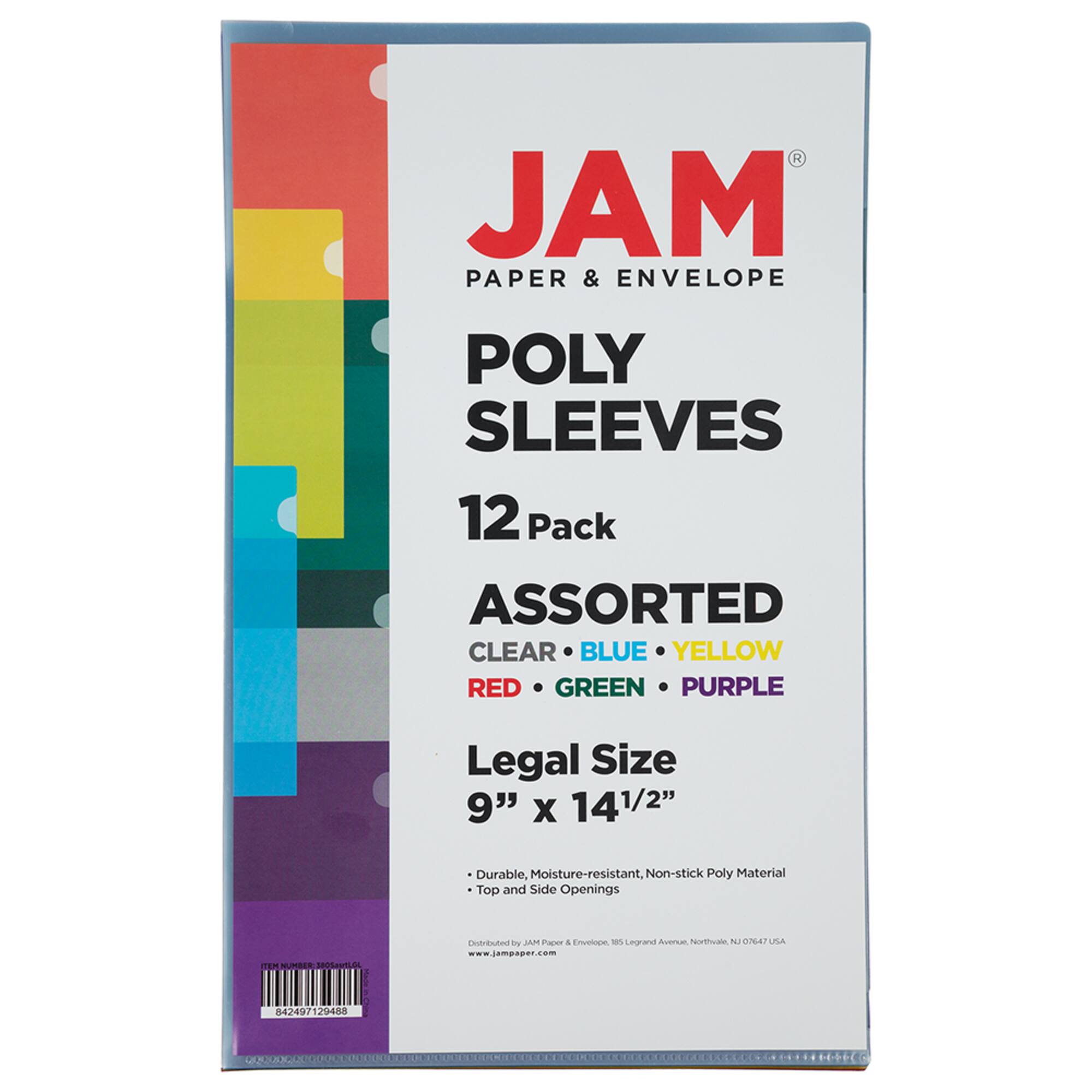 JAM Paper 9" x 14.5" Plastic Sleeve Page Protectors, 12ct.